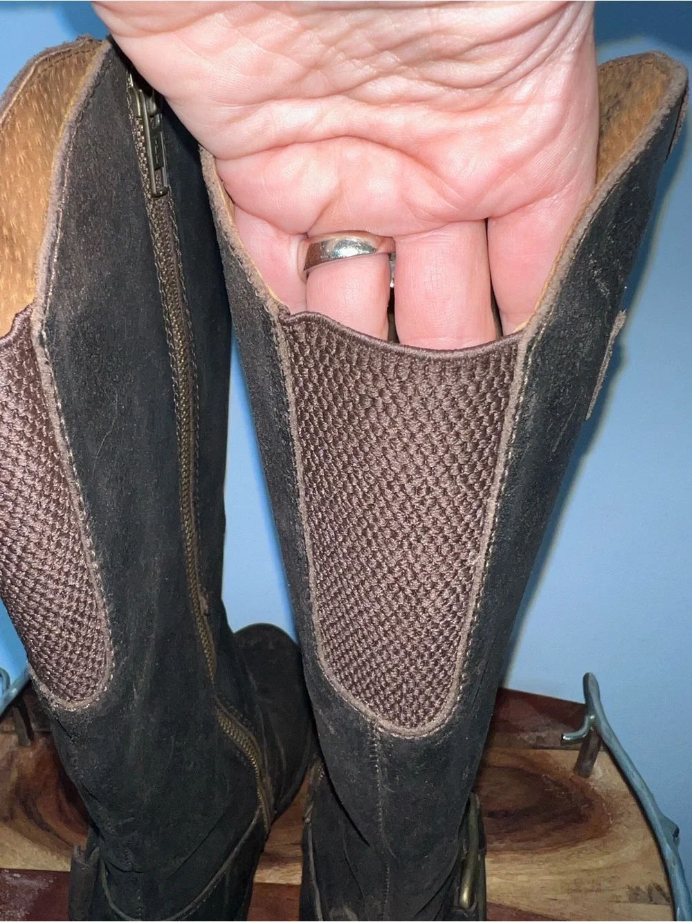 Børn Loreza Timberwolf Brown Leather Tall Harness Moto Boots Women 8.5 40